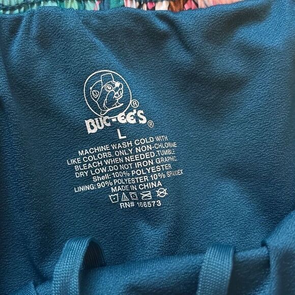 Novelty Cartoon Character Floral Teal White Shorts‎ Casual Summer Active - Picture 2 of 4